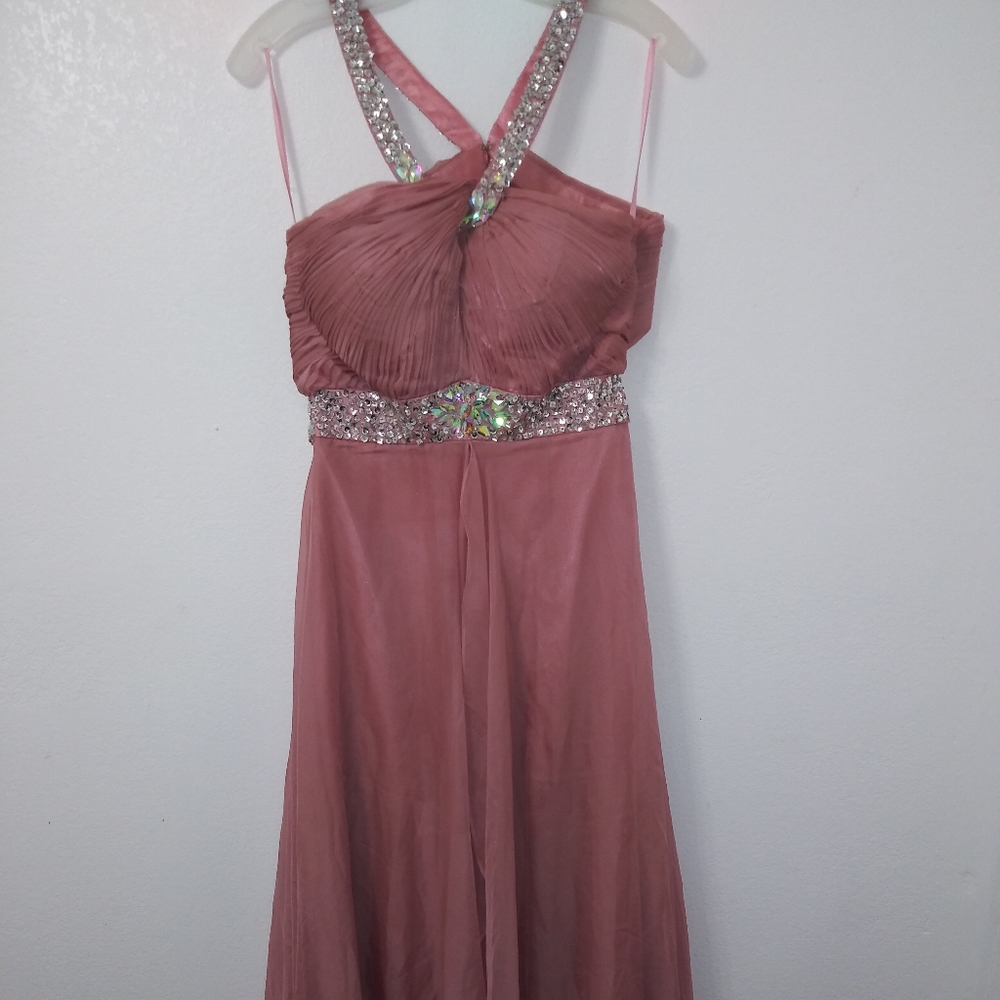 Long formal/prom dress with Silver beaded